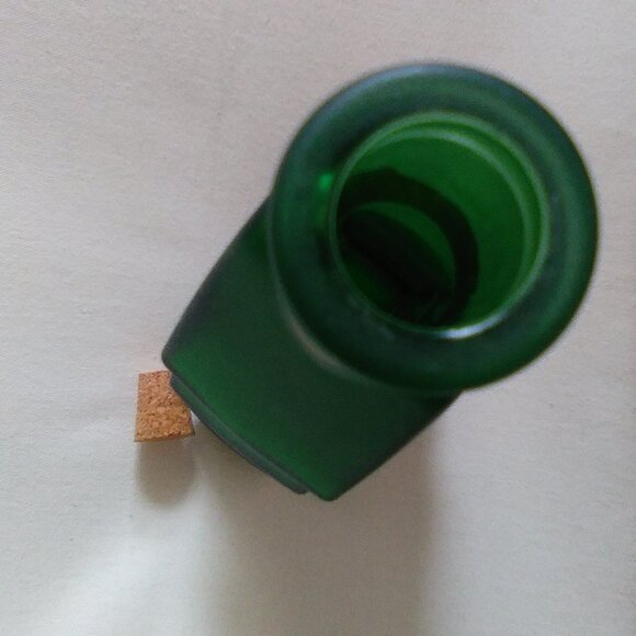 Frosted Green Glass Christmas Tree Empty Wine Bottle - Picture 8 of 11